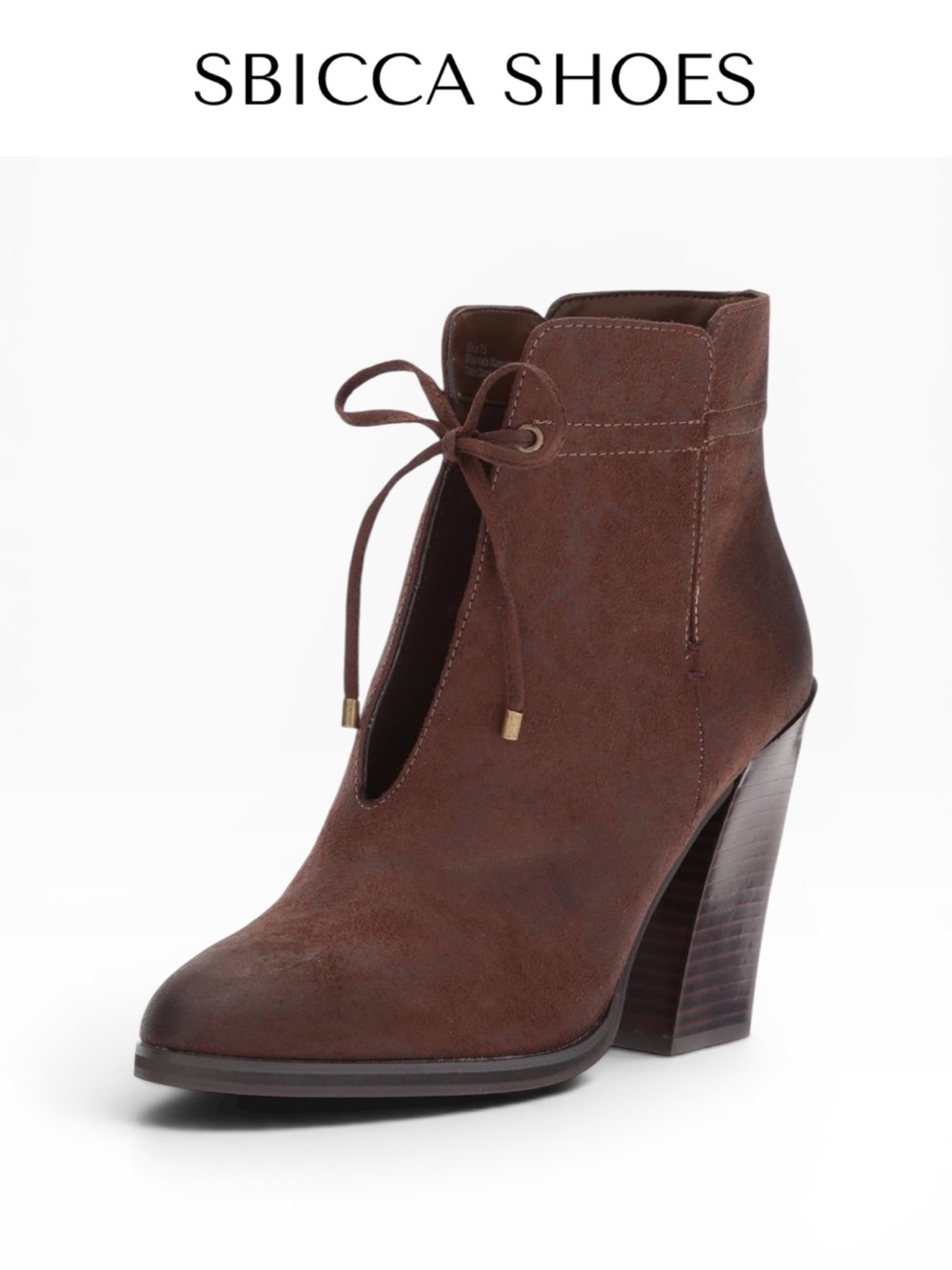 SBICCA CHICKFLICK BROWN ANKLE BOOTIES BLOCK HEEL TIE FRONT NWT SIZE 7